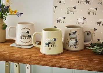 Cooksmart Highland Sheep Conical Ceramic Coffee Mug for Hot Drinks | British Designed, Ceramic Material, Large Mug, Comfortable Handle, Tea And Coffee Cup, Home Office Use, Everyday Dining