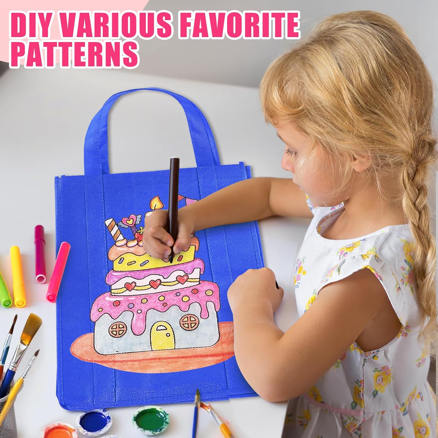 12 Pack Heavy Duty Reusable Grocery Bags - Large Shopping Totes Reinforced Handles, Holds 40 lbs, Foldable and Washable (Multicolor) - Image 6