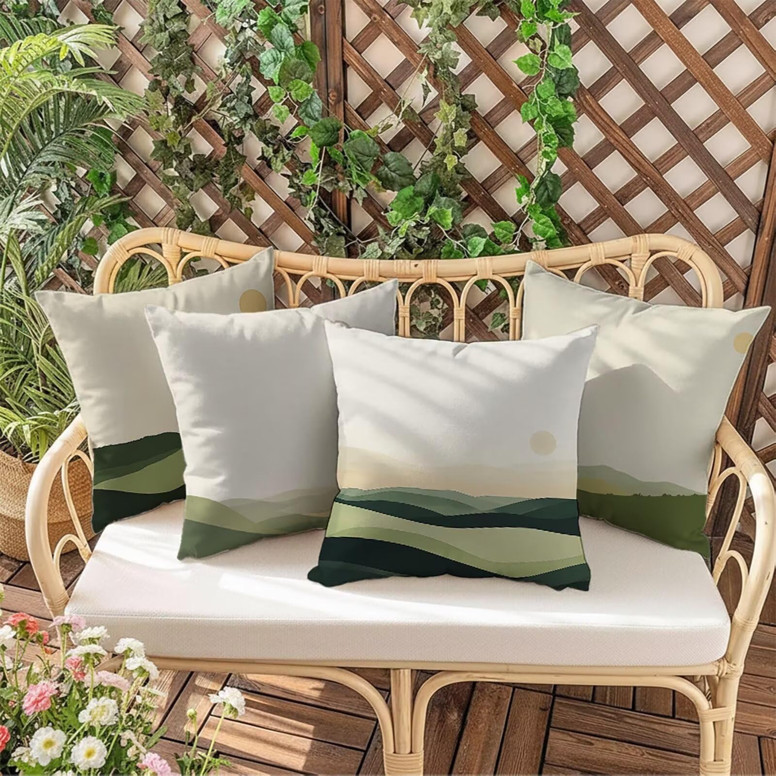 Kissenbezug 65 x 65 Outdoor Kissenbezug 65 x 65 CM Doppelseitiger Druck Landschaft Deko Sofakissen Bezug Modern Kopfkissen Bezug für Frühling Sofa Bett Deko, Geschenke für Frauen (Samt) BZ-17895