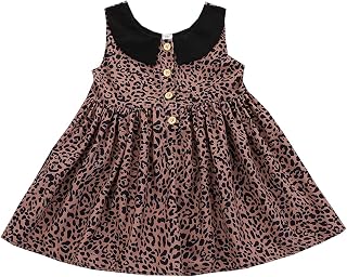 Vestidos para meninas ombro frio bebê vestido infantil estampado leopardo sem mangas vestido princesa saia vestido