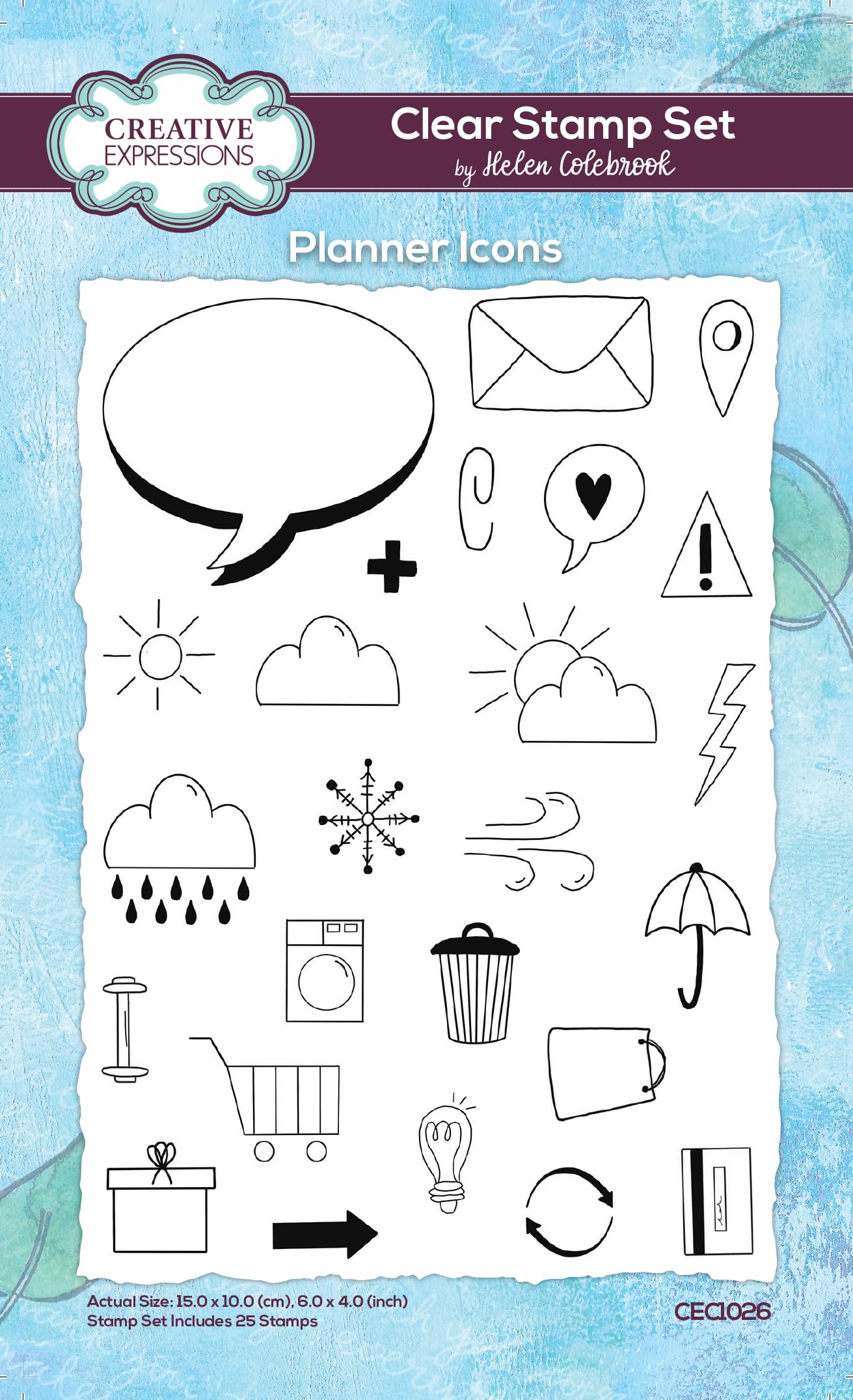 Creative Expressions Clear Helen Colebrook- Stamp Set-Planner Icons, 4 In X 6 In
