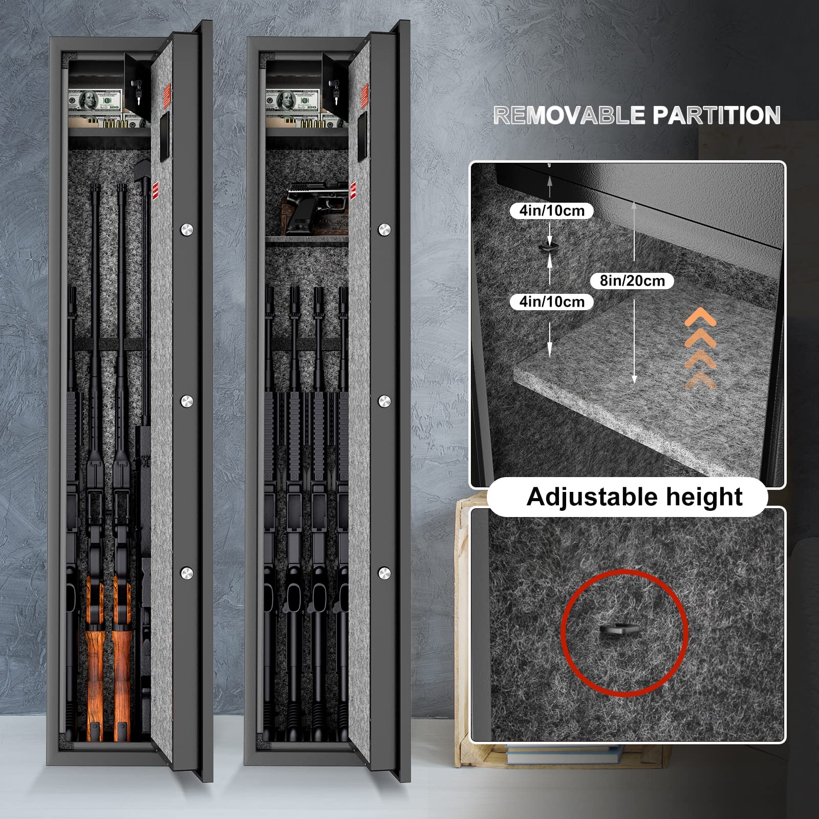 H HUKOER Rifle Safe, Gun Safes for Home Rifle and Pistols, Quick Access