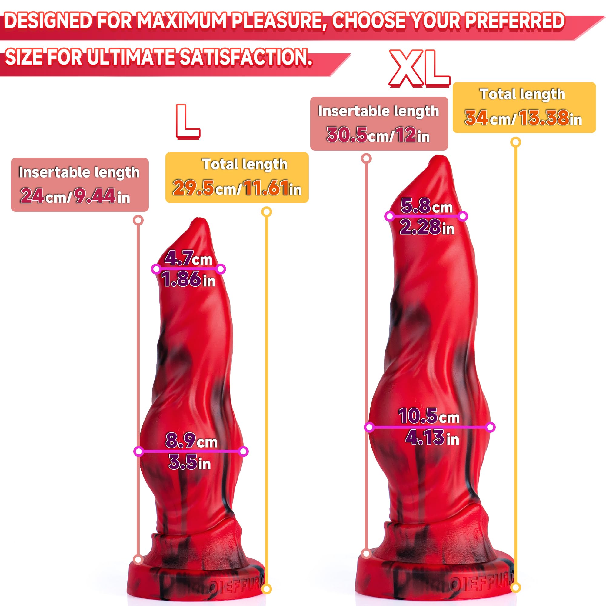Consolador anal realista de gran tamaño para perro con nudo largo silicona líquida ventosa fuerte tapón anal, estimulación del punto G consolador de monstruo suave juguete sexual unisex (rojo)