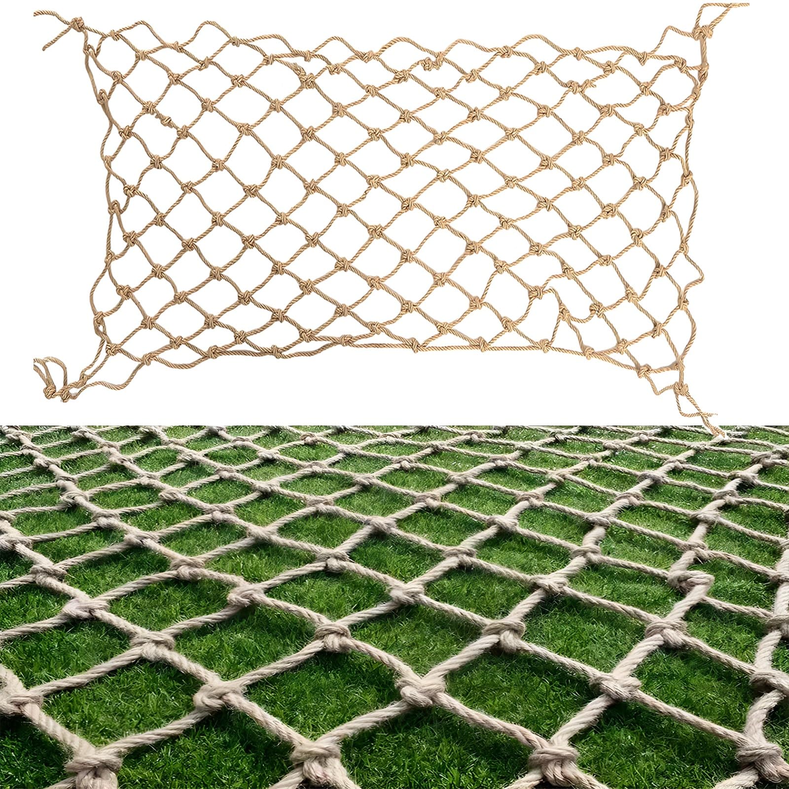 Lwjsocp Natural Jute Mesh Rope 10X20ft - Hemp Net For Ceiling Decor, Balcony & Stair Protection, Outdoor Climbing Safety, Hammock & Fence Netting