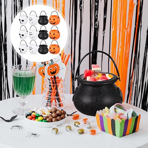 Miniatura 4 de Toyvian Cubo de mano de Halloween para Halloween, soporte para dulces de calabaza, cesta de dulces de Halloween, cubo de dulce o truco, contenedor