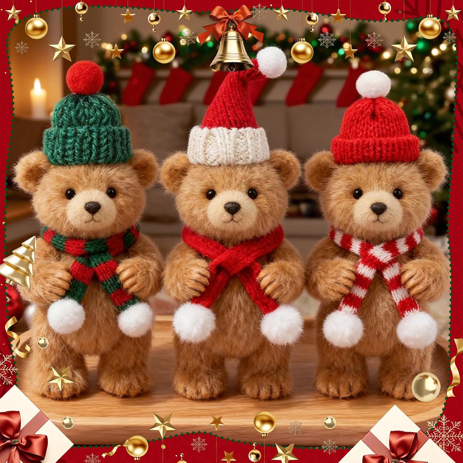 100個 ミニニット帽クリスマススカーフセット ミニサンタ帽子 クリスマスツリーオーナメントDIYクラフトアート 雪だるま