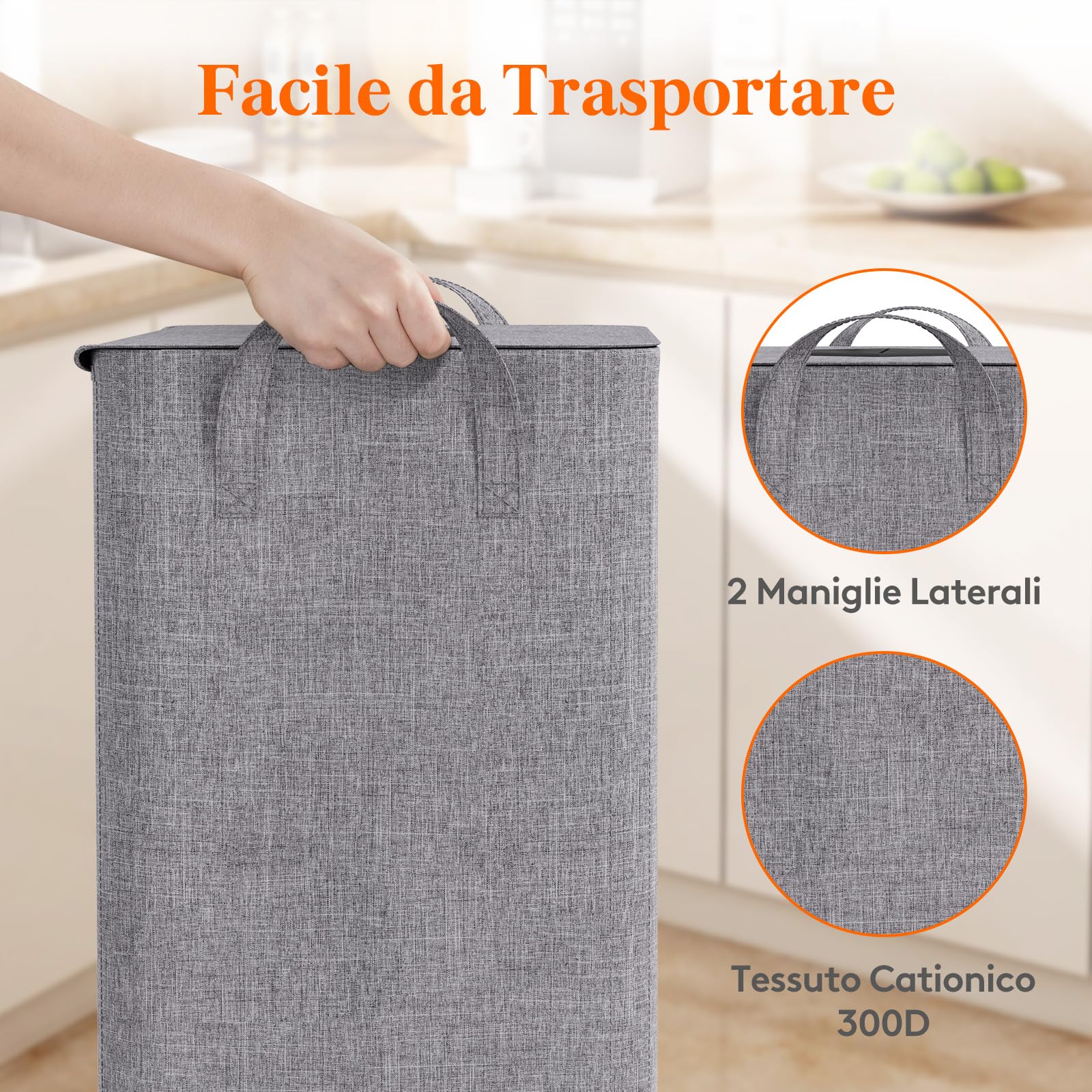 Lifewit 100L Conservazione Delle Bottiglie con Coperchio, Pattumiera Differenziata per Bottiglia Plastica e Bottiglia Vetro, Raccolta Differenziata con Foro, Contenitore Pattumiera Cucina, Grigio