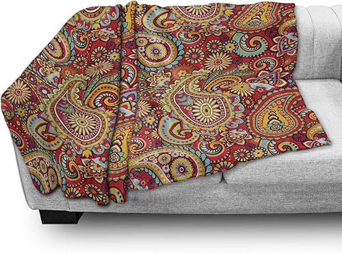 Miniatura 3 de Lunarable Manta de cachemira, diseño oriental de cachemira, remolinos inspirados en la cultura persa y flores de estilo, funda de franela polar