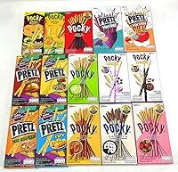 Vista 1 de Pocky Palitos de galletas y Pretz Biscuit Stick 15 sabores surtidos (paquete de 15)