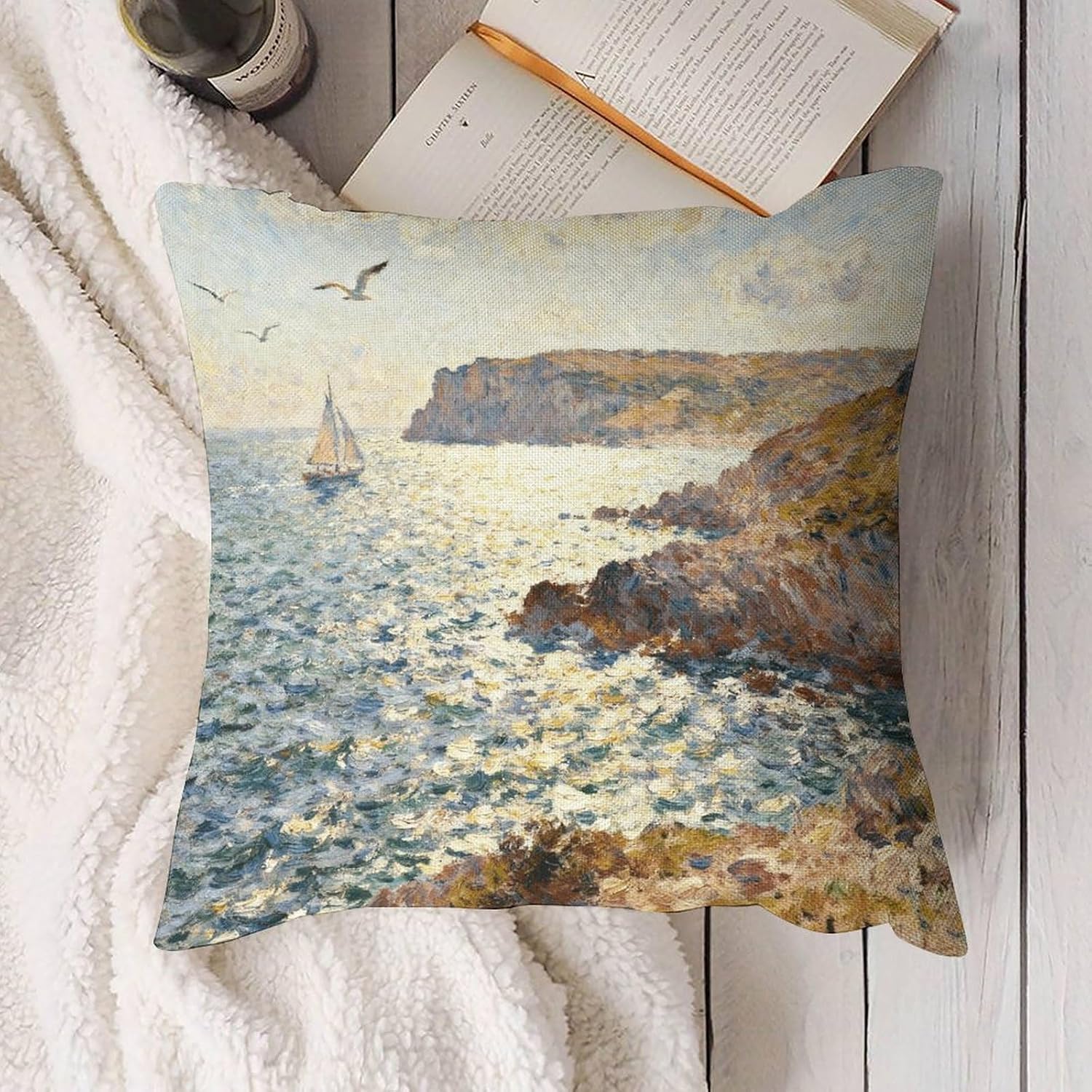 Cap Nègre Watercolor Pillow Protectors Cute Waterproof Pillow Cover Soft Skin-Friendly Cushion Case Decorative Square Cushion Cover for Couch Sofa Bed Living Room Bedroom