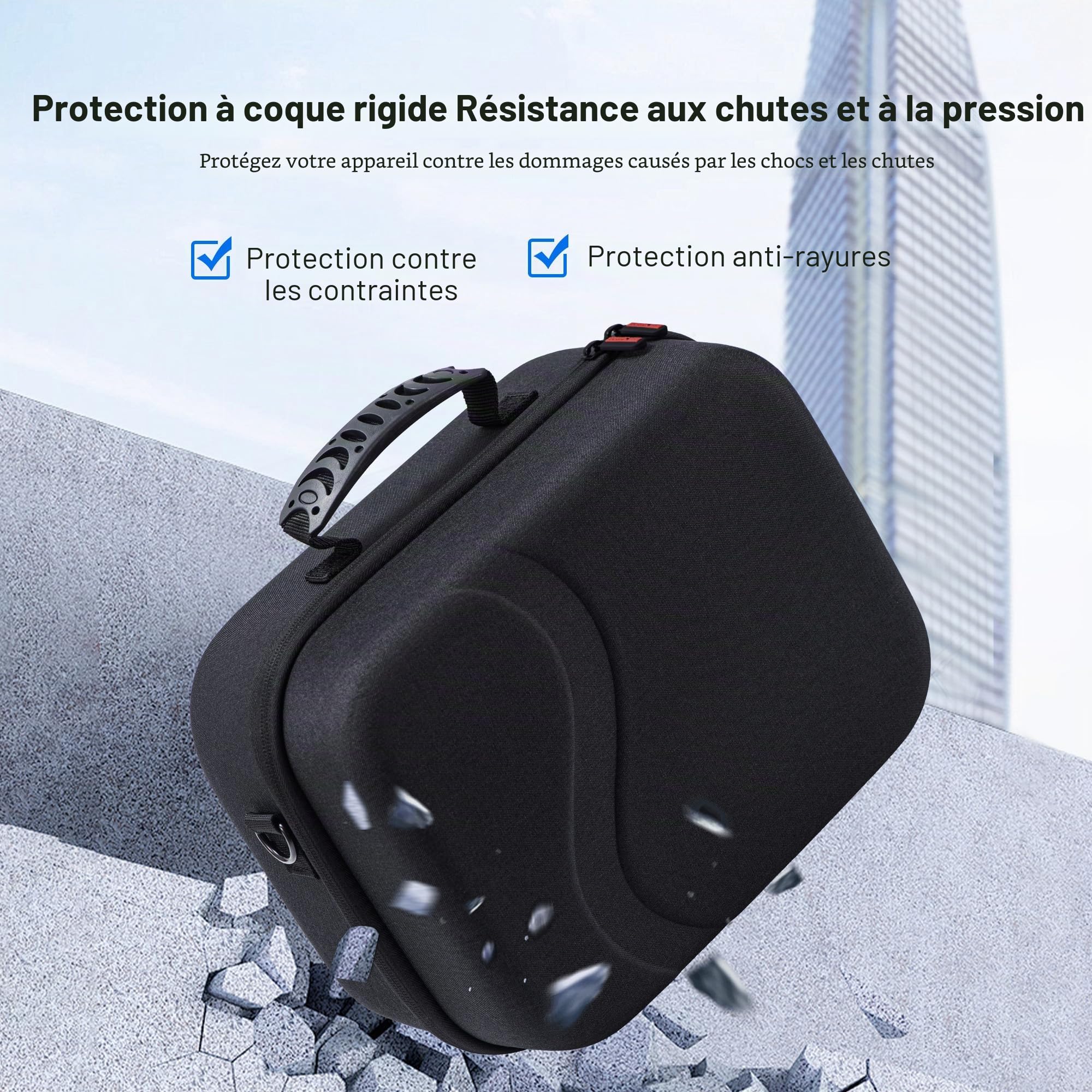 Grand étui de transport pour Meta Quest 3S/3, étui de voyage rigide compatible avec BOBOVR S3 Pro/KIWI Design, sangle de tête de batterie, contrôleur et accessoire, sac rigide portable, noir