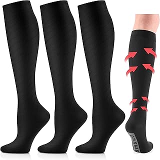 CAMBIVO Compression Socks for Women & Men 3 Pairs, Flight Socks Compression Stockings for Running, Flying, Pregnancy, Nurses,Travel