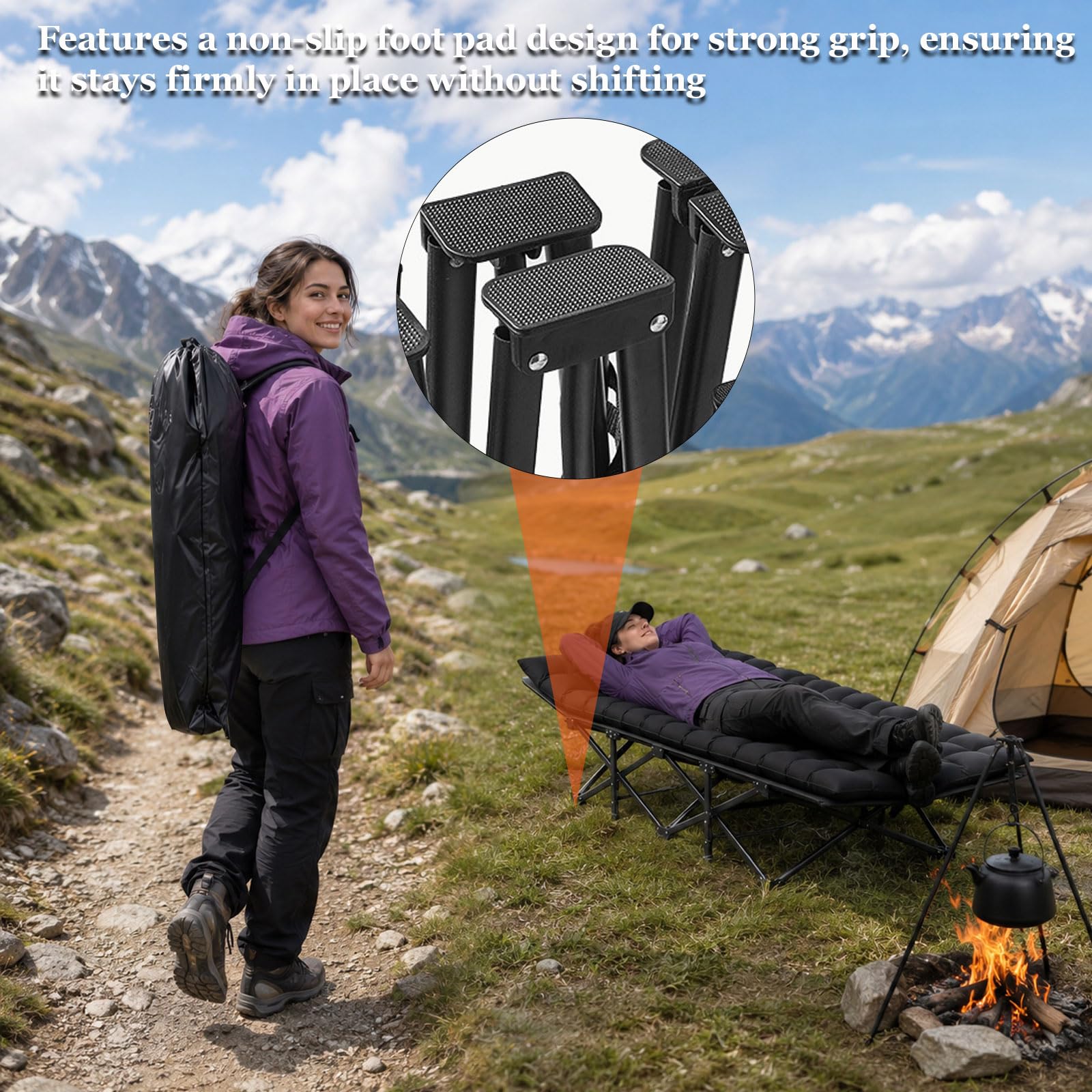 Generico Lettino da Campeggio per Adulti 71cm, Brandina Pieghevole, Lettino Pieghevole da Campeggio con Imbottitura per Tenda da Campeggio, Ufficio, Viaggi all'aperto