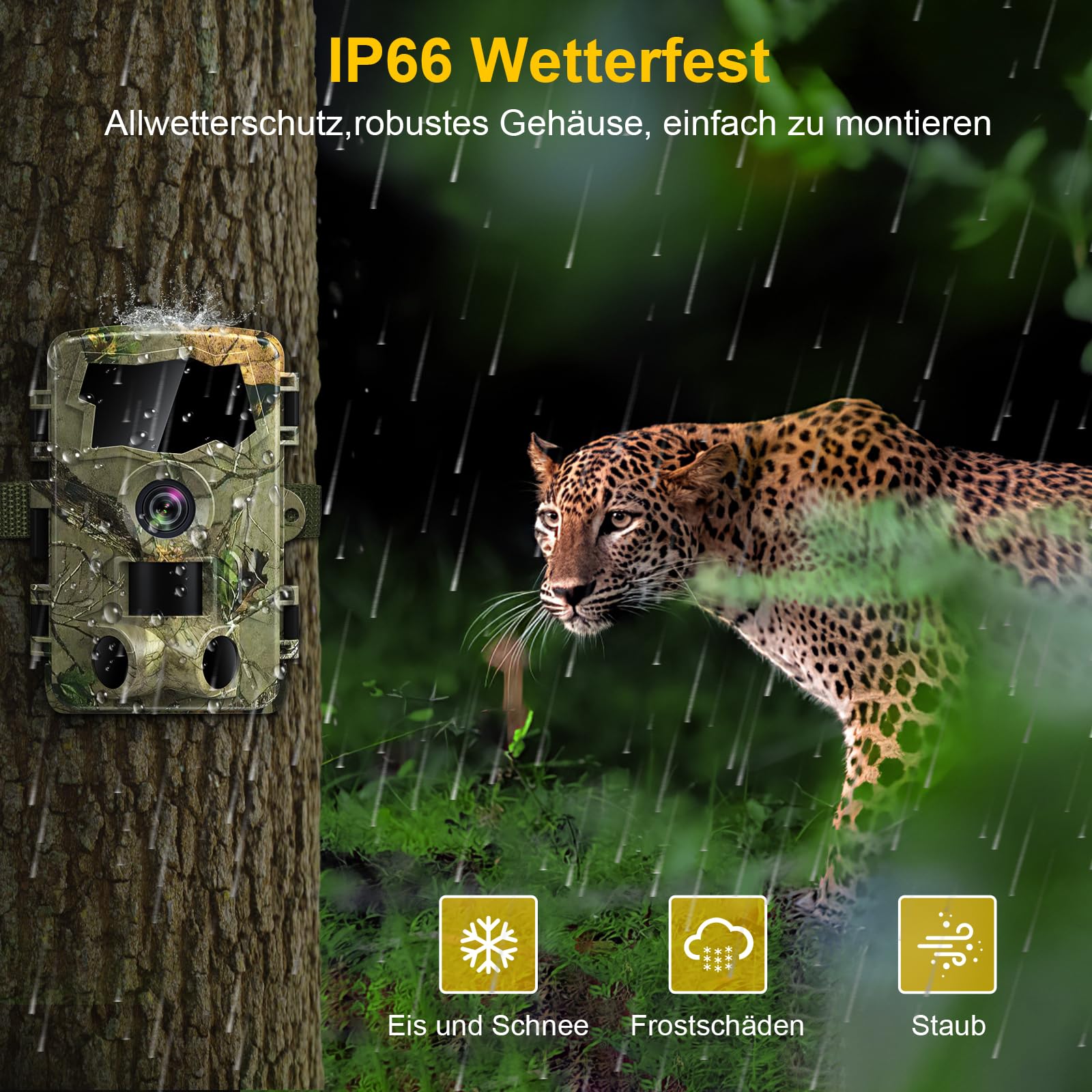 Lutranstra 5K Wildkamera WLAN 64MP Full HD Infrarot Wildtierkamera Bewegungssensor Nachtsicht IP66