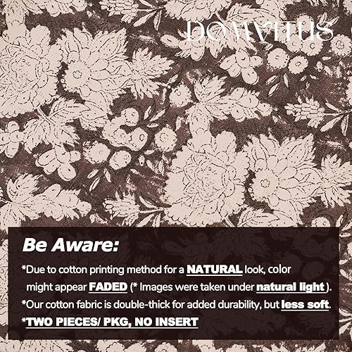 Miniatura 3 de DOMVITUS Juego de 2 fundas de almohada florales de 20 x 20 pulgadas, fundas de almohada con estampado de bloques vintage, fundas de almohada