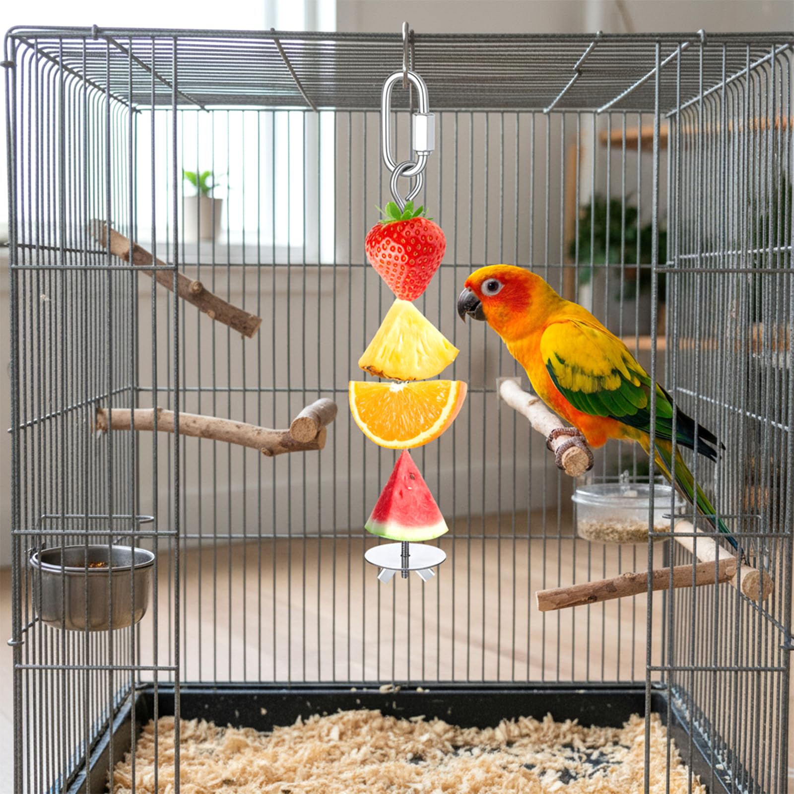 Cobee 3 Stück Vogelspieß Papageienspieß Futterspender, Edelstahl Vogel Spieß Wellensittich Zubehör Edelstahl Hühnergemüsespieß Vogelspielzeug Für Wellensittiche Sittiche Nymphensittiche