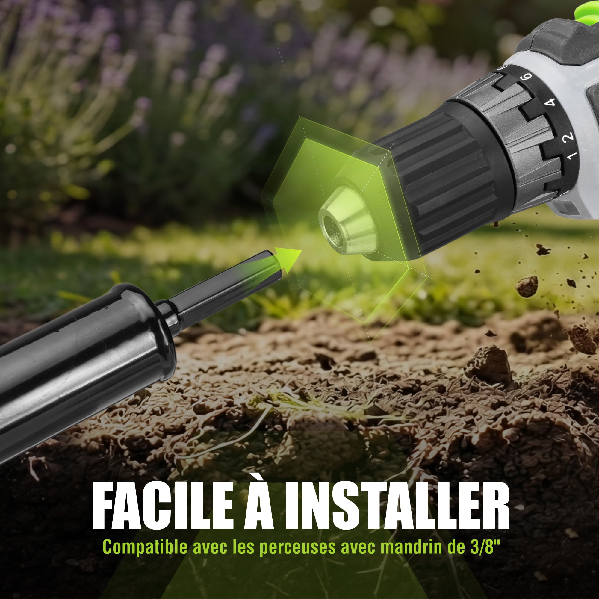 WORKPRO Mèche Jardin Tarière Ø 80 et Ø 40 mm 2 Pièces, Forets de Jardin en Spirale, Outil de Plantation Pratique pour Faire Rapidement Trou et Planter des Fleurs Arbres Arbustes