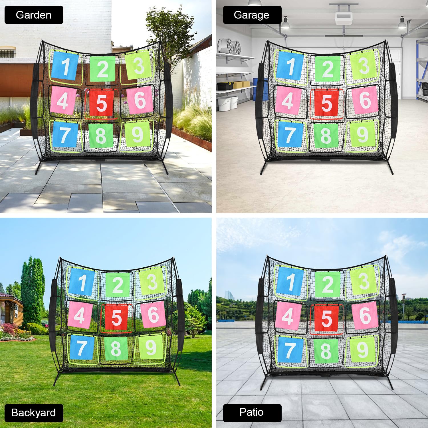 Disc-Golf-Netz, tragbares Disc-Trainingsnetz mit 9 Zielen, multifunktionales Übungsnetz, Disc-Golf-Zielnetz für Hinterhof, Indoor-Outdoor-Spiel, 2,1 m x 2,1 m