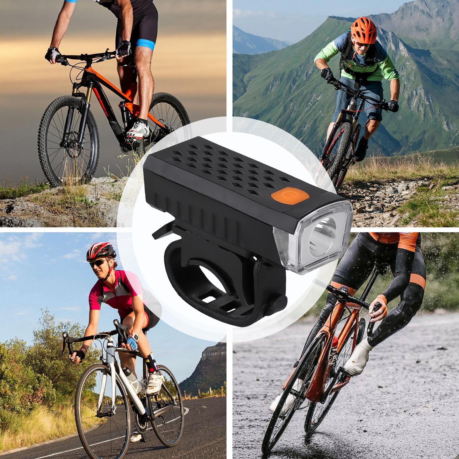 Lampe De Vélo Rechargeable – Rotation 360°, Mode Réglable, Imperméable, Portée 300-500 M, En Aluminium