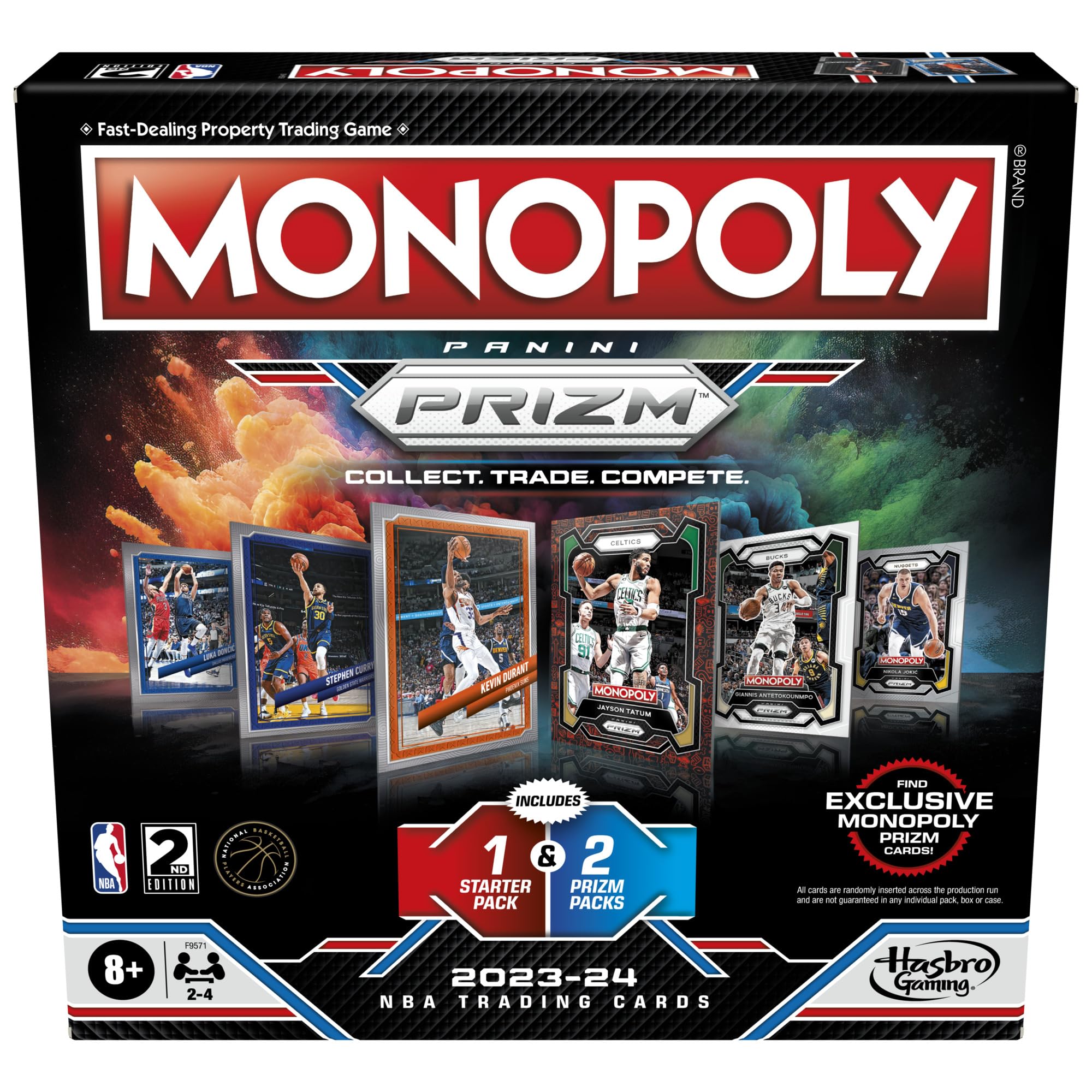 Monopoly Prizm: NBA 2nd Edition Board Game | Monopoly Game with 2023-24 Panini NBA Trading Cards | Ages 8 and Up | 2 to 4 Players | Basketball Games