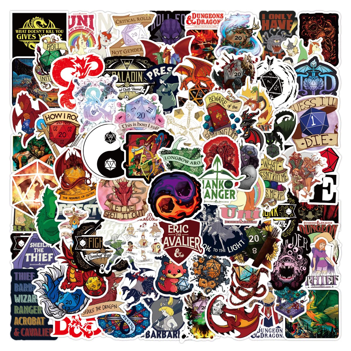 100 PCS Stickers Compatible with Dungeons&Dragons,Sticker Gift for Children Kids Teens Adults, Waterproof Dungeons and Dragons Stickers for Laptop Water Bottle Skateboard Journal Car Bicycle