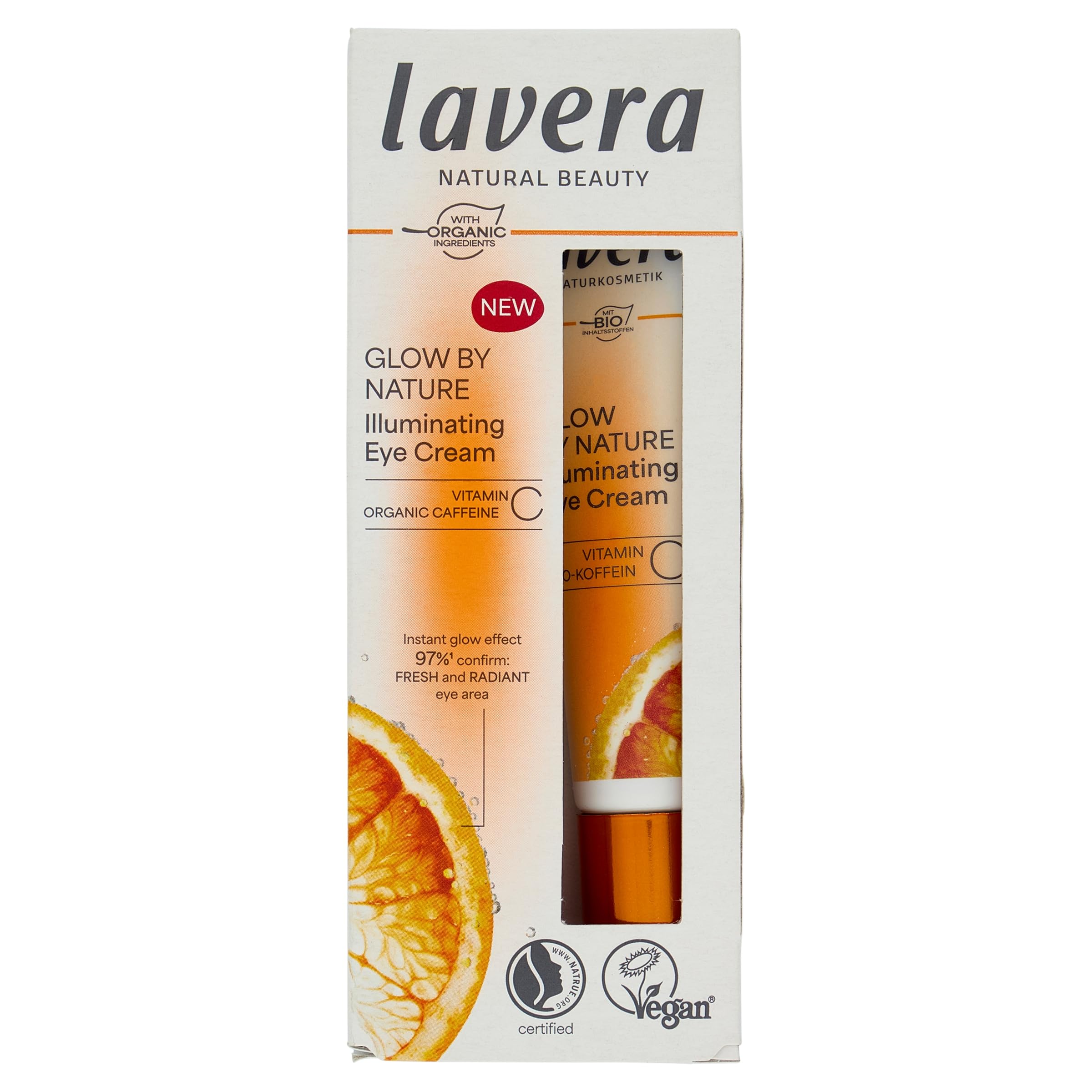 lavera Glow by Nature Illuminating Eye Cream - reduces dark circles and puffiness under the eyes - moisturising - natural Q10 - vegan - natural cosmetics - 15 ml