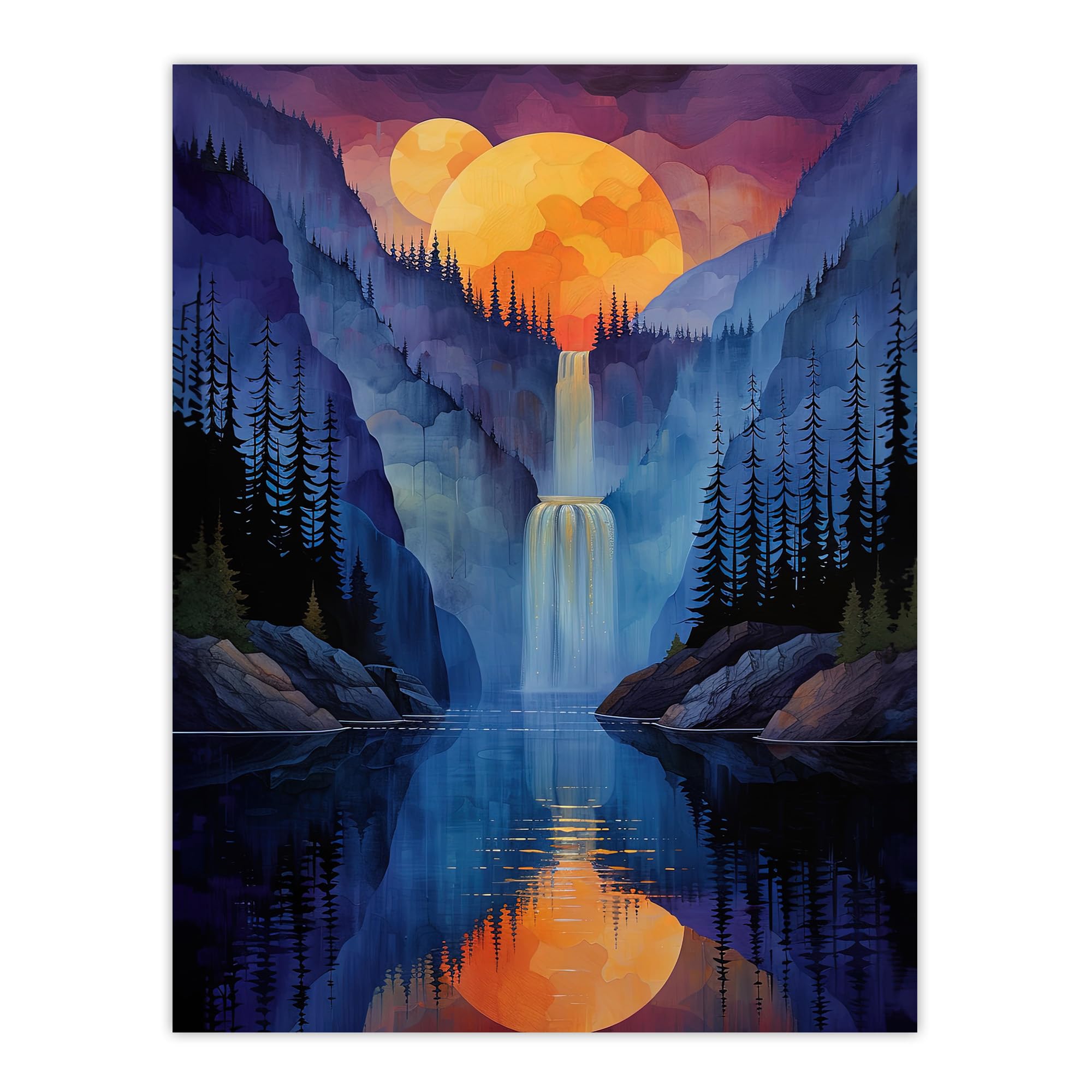 Artery8 Watercolour Night Mystic Poster - Blue - W18" x H24"