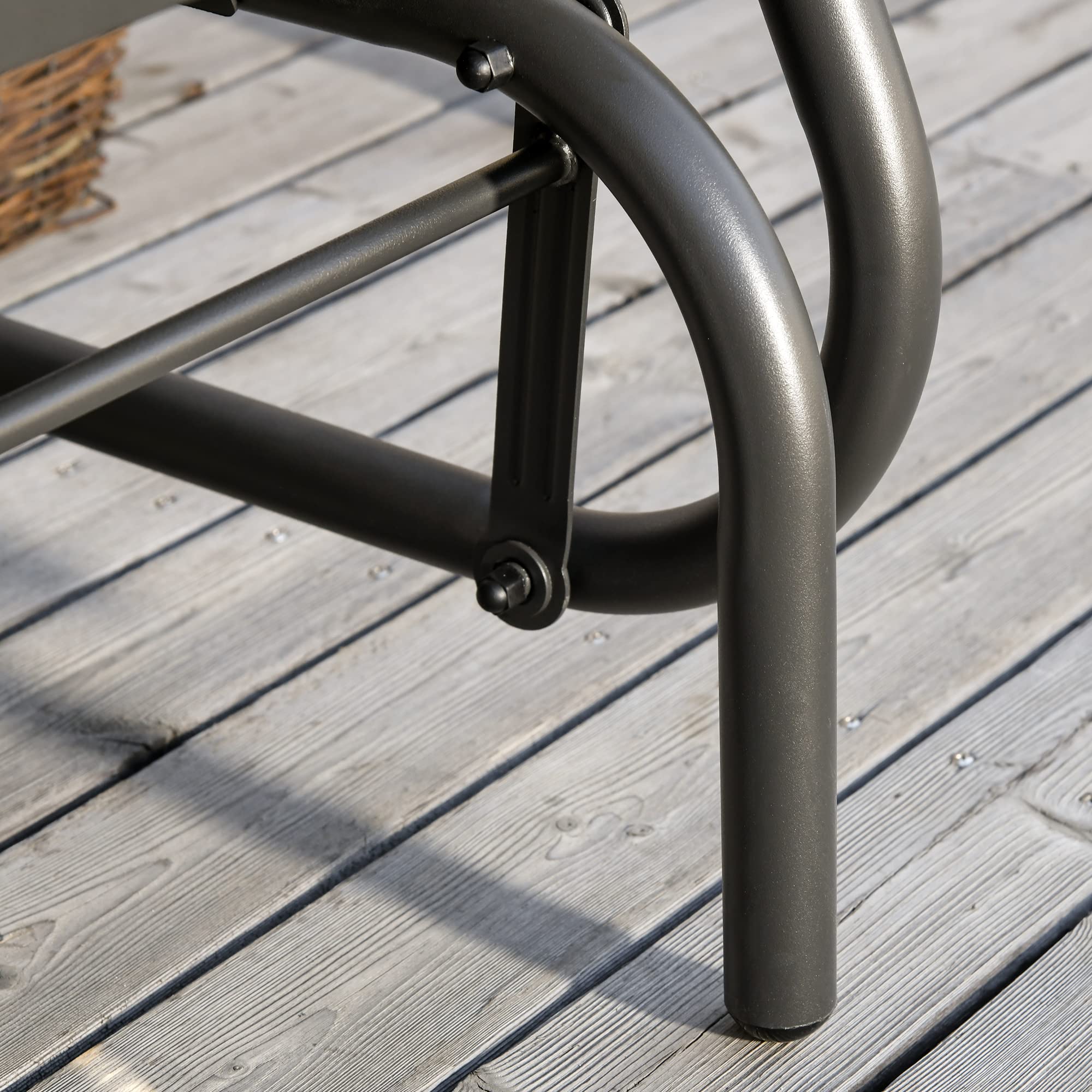 Outsunny Schommelstoel Tuin Tuinstoel Relax Stoel Tuinschommel Metalen Schommelstoel voor Terras Balkon Mesh Zwart 75 x 66 x 85 cm