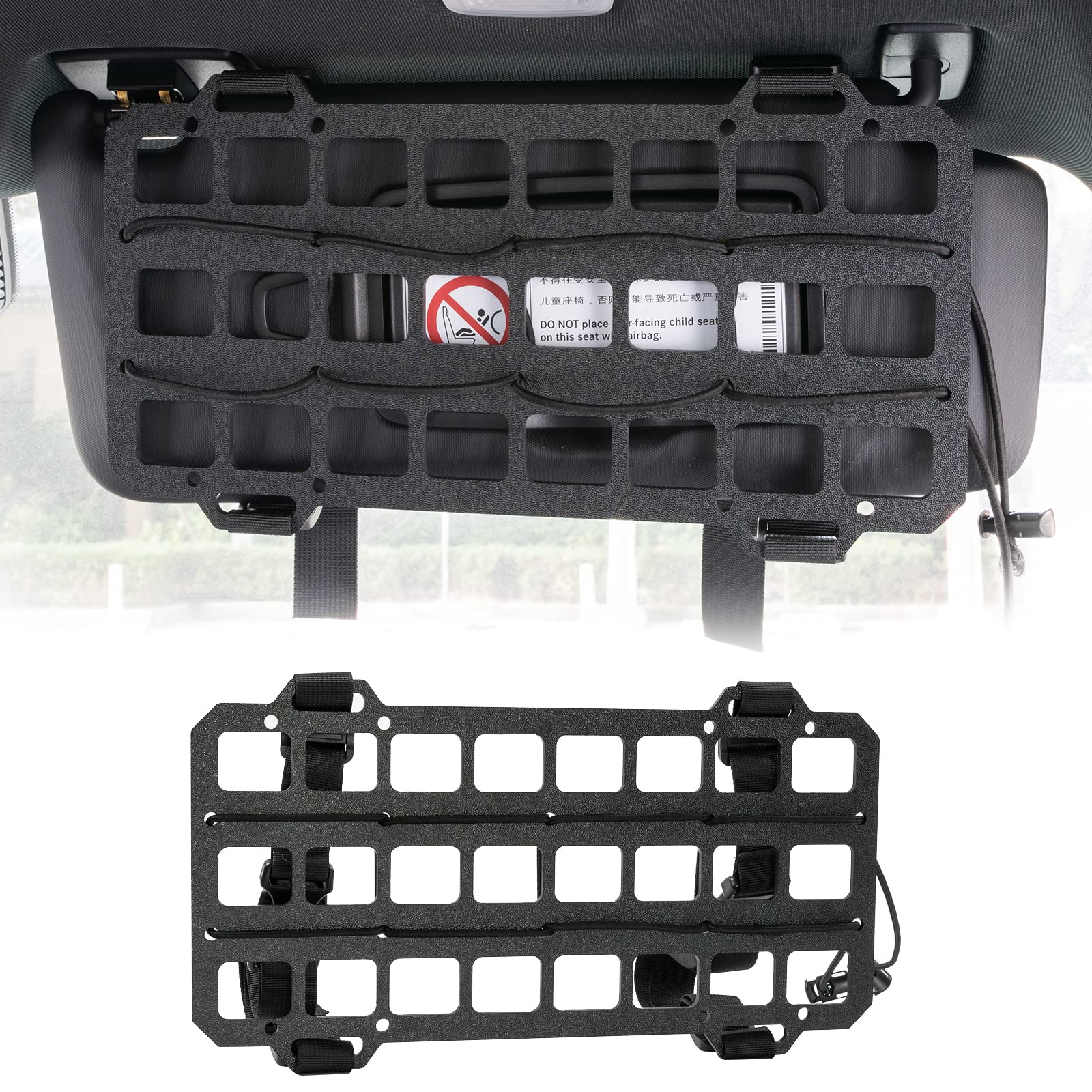 Vehicle Molle Panel Tactical Visor Organizer for Car Visor/Headrest/Seat Back Organizer Tactical Gear Holder, Tactical Accessories Gear Holder Molle Pouches EDC Tools