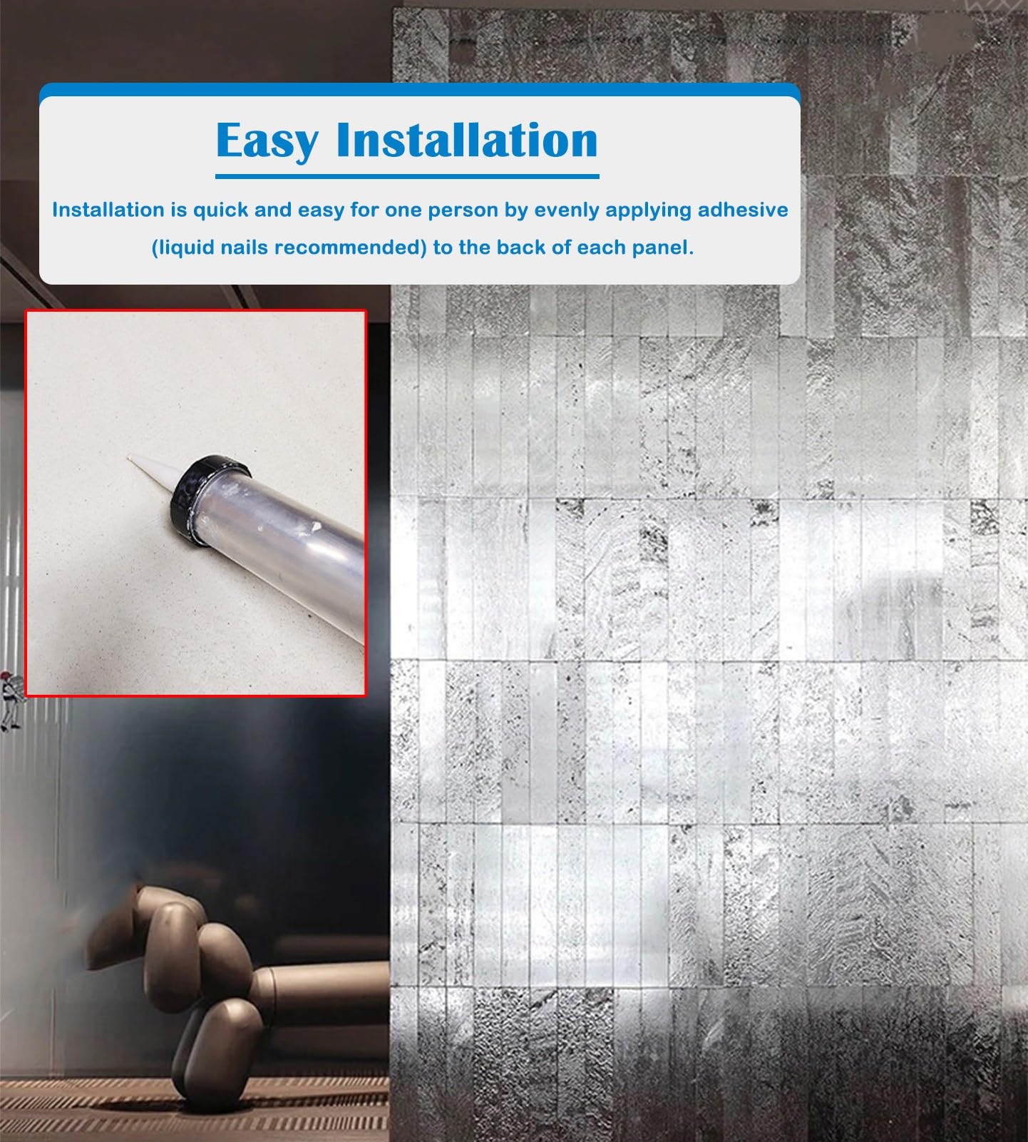 Pannelli Decorativi per Pareti Pannelli Murali per Interni e per Esterni 2 Pack, Pannelli di Rivestimento in Metallo Galvanizzato per Soggiorno Camera da Letto Cucina, Rivestimento Murale Impermeabile