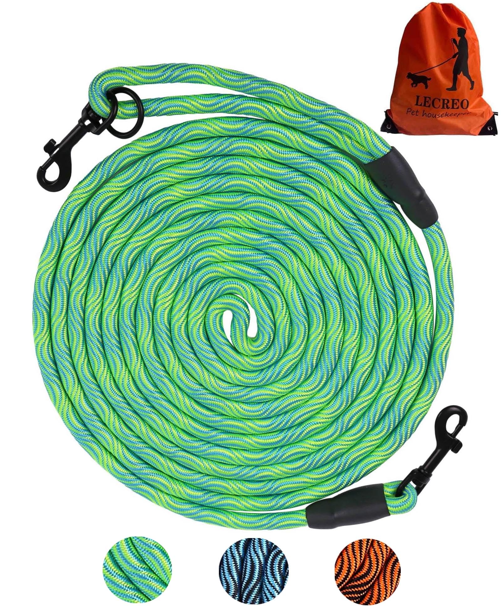 Long Dog Leash Tie-Out Check Cord, 16FT/30FT/50FT/100FT Recall Dog Training Rope Leash, Heavy Duty Dog Lead for Large Medium Small Dogs Playing,