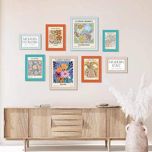 Miniatura 6 de VIOLABBEY 8x10 Picture Frames Set of 4, Colorful Photo Frame of Modern Style, High Definition Tempered Real Glass, Wall mounted or Tabletop Display