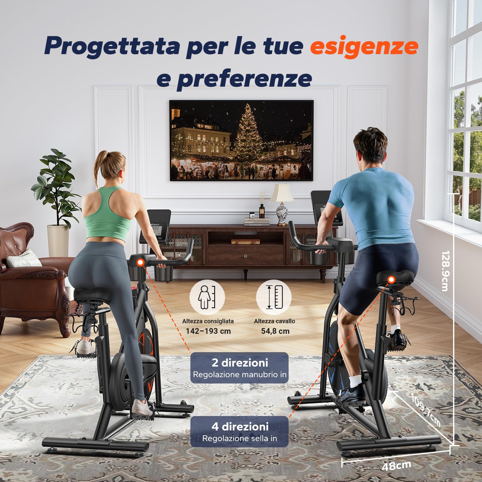 MERACH Cyclette da Casa con Resistenza Magnetica, Bicicletta da Appartamento Silenziosa con Sella a Cuscino d’Aria Ammortizzante, Schermo LCD, App Esclusiva, Telaio a H Stabile, Carico fino a 150KG