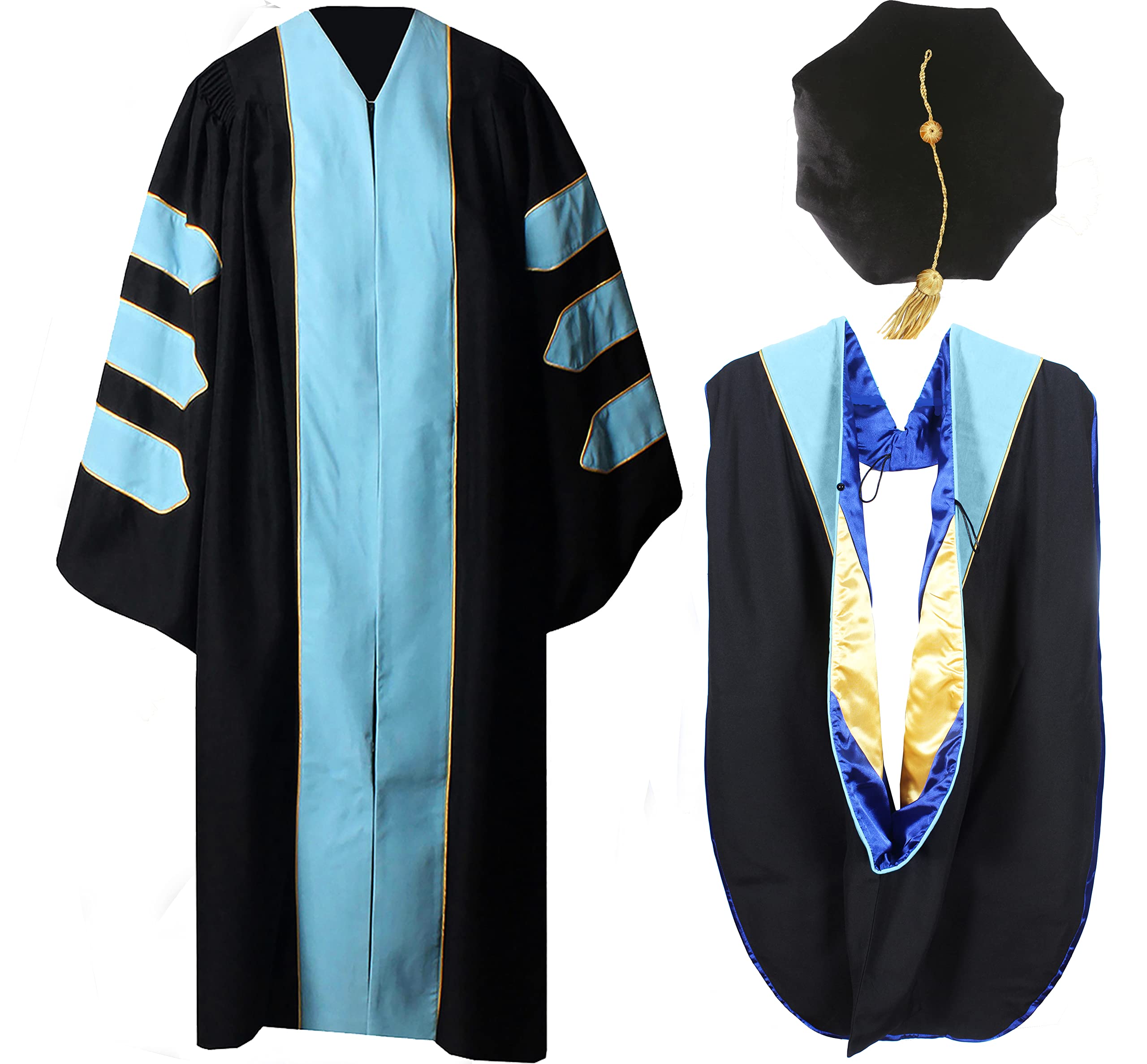 MyGradDay Deluxe Graduation Doctoral Gown,Hood and 8-Side Tam Package
