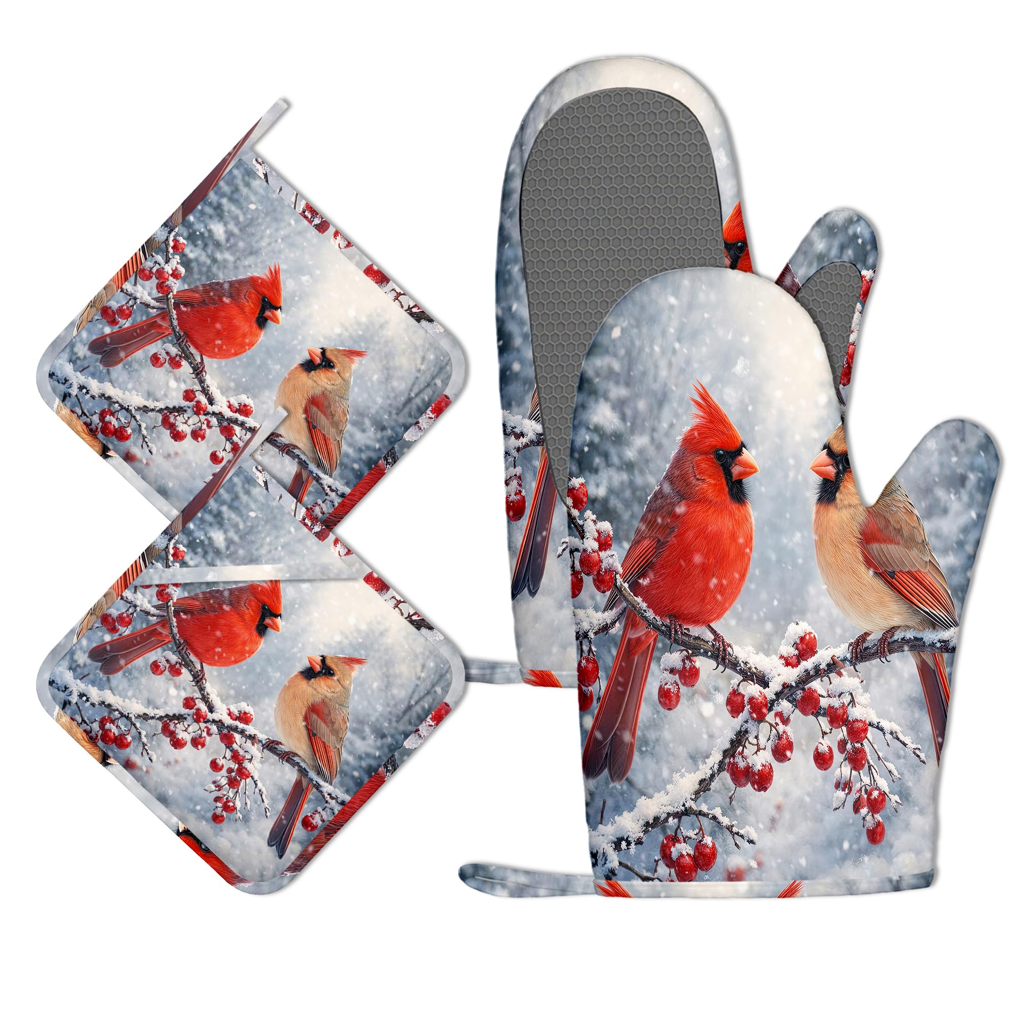Juego de manoplas de horno y soportes para ollas, de silicona, resistentes al calor, 4 guantes de horno, almohadillas calientes para cocina, hornear y cocinar