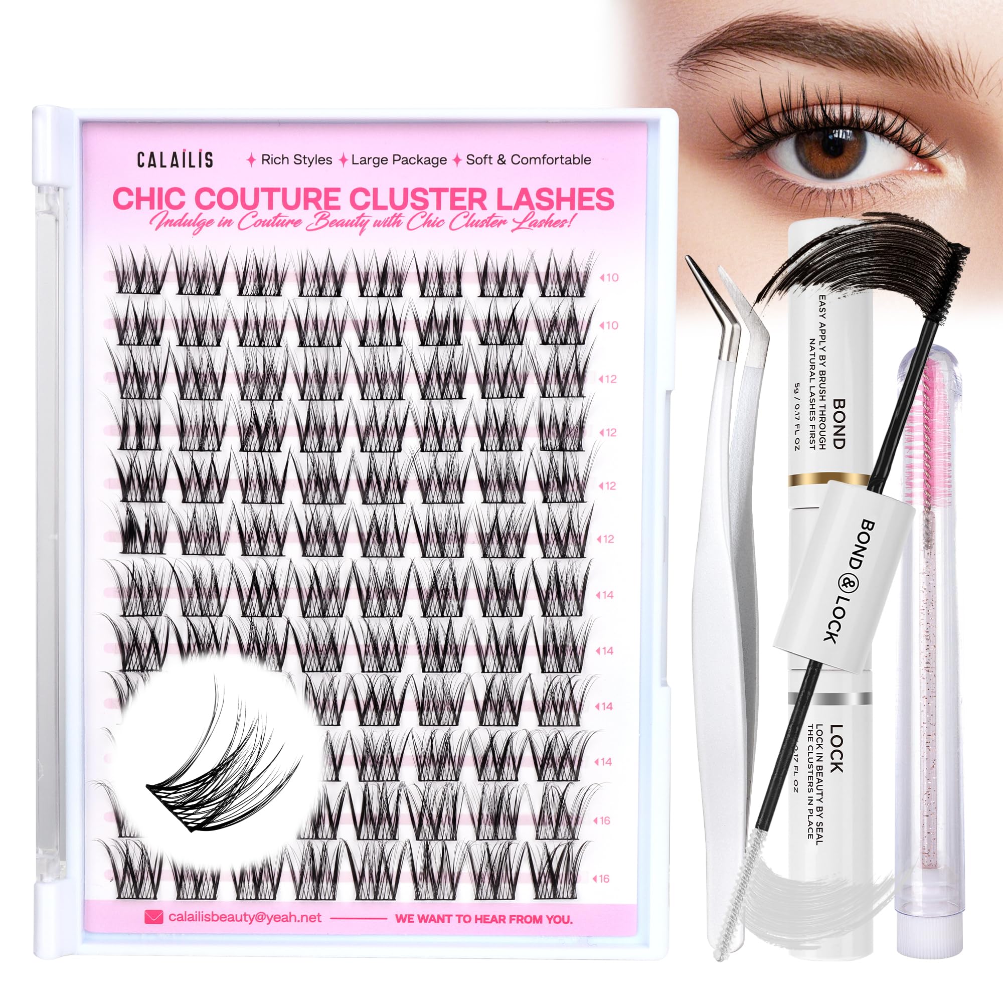 CALAILIS DIY Cluster Wimpern D Curl Individuelle Extensions 703LASH-5