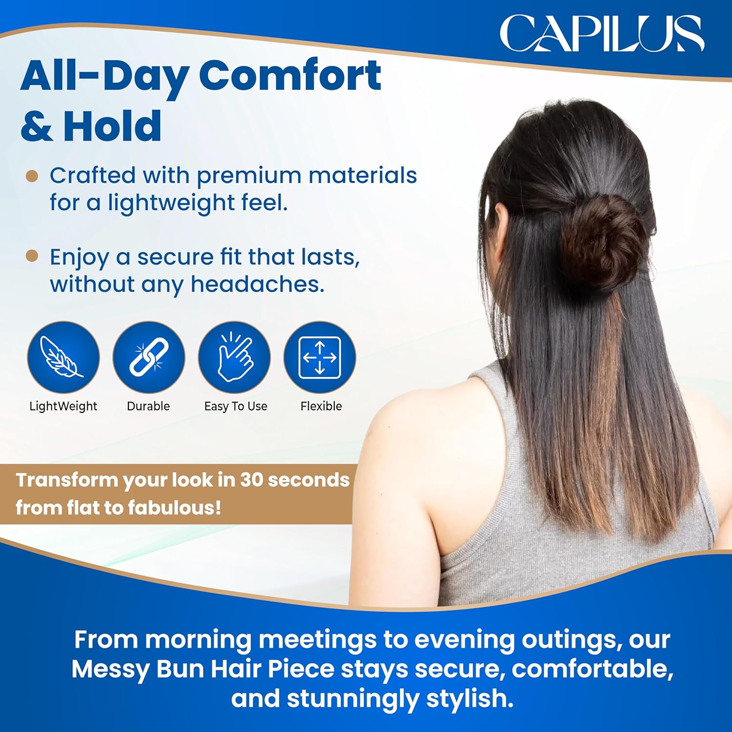 Capilus Clip In Hair Buns - Natural Human Hair Messy Juda Bun Hair Extension - Indian made Donut Scrunchies Medium Natural Black