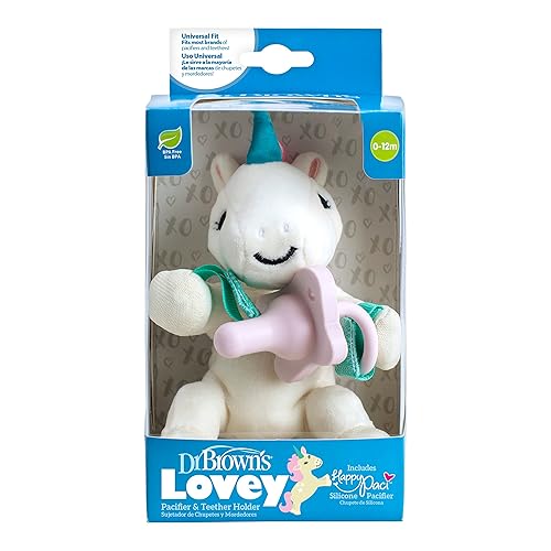 - Dr. Brown's - Lovey Soporte para chupón y mordedor, para menores de 0 meses o más, unicornio color verde azulado