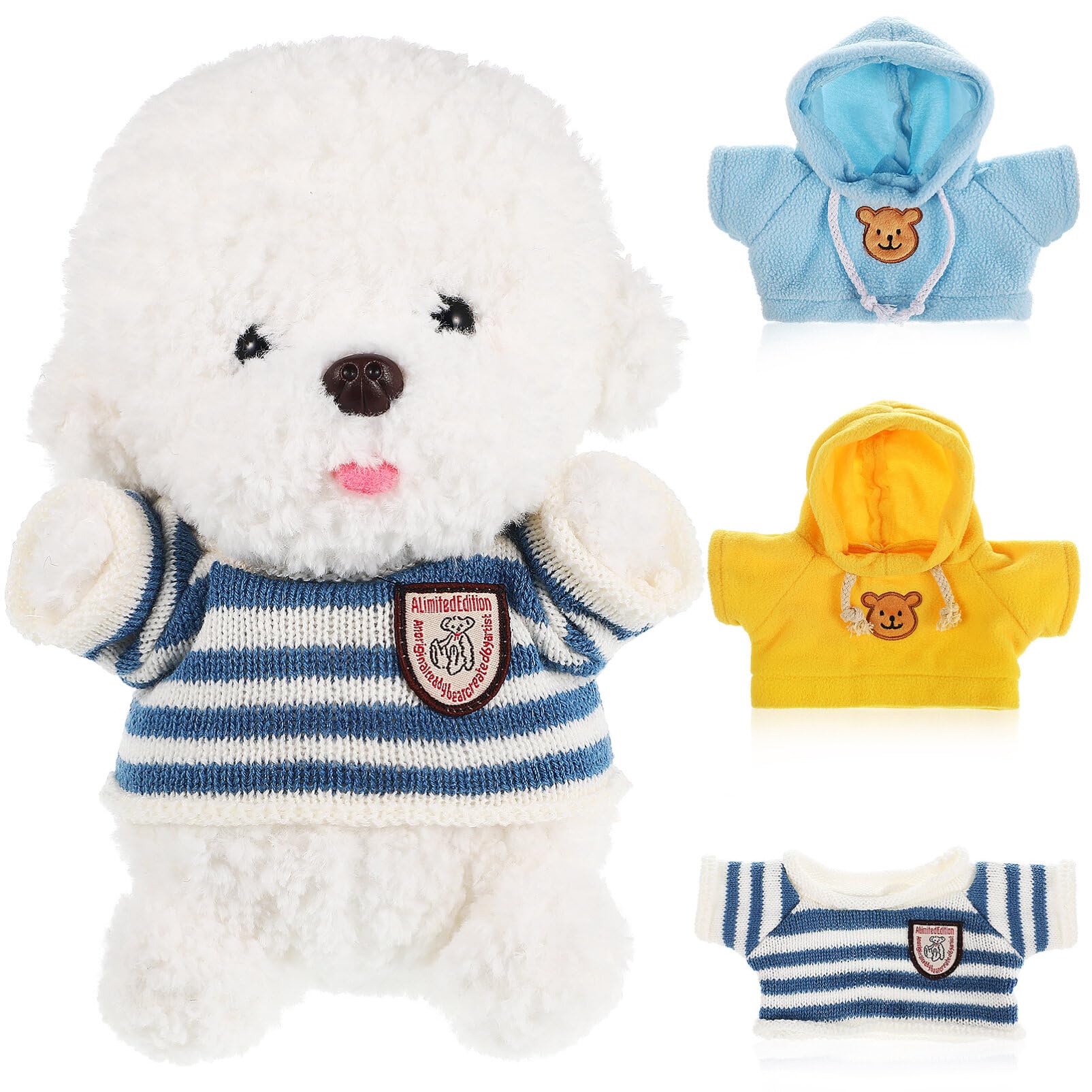 Conjunto De Ropa Para Oso De Peluche De 16" - Sudadera Con Capucha Y Vaqueros De Dinosaurio Azul