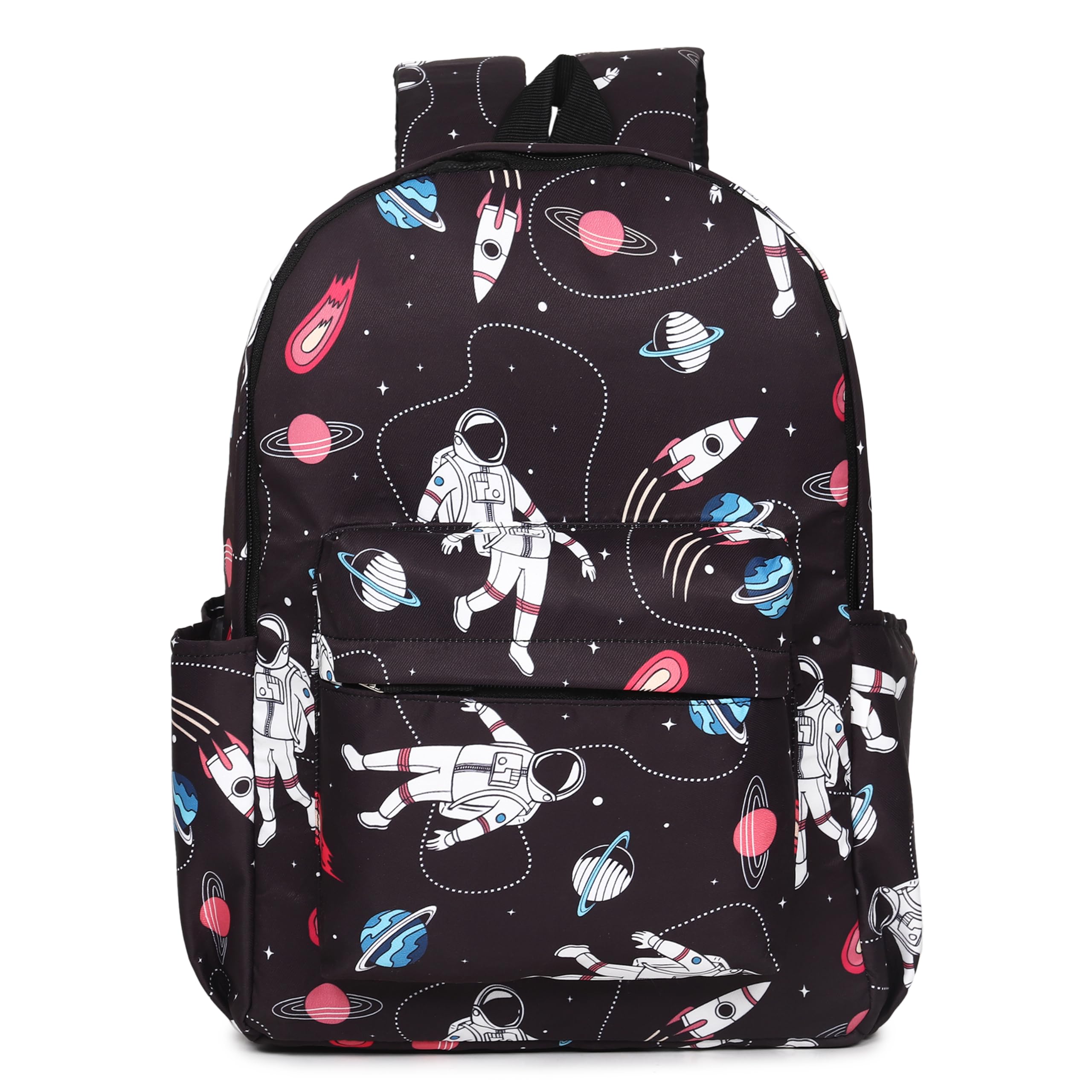 MELVIS 20L Backpack School Bag For Travel With Bottle Compartment | Trendy Water Resistant High Storage Bag For Men & Women | Boys & Girls Laptop Printed Backpack For College Gift (Black Space)