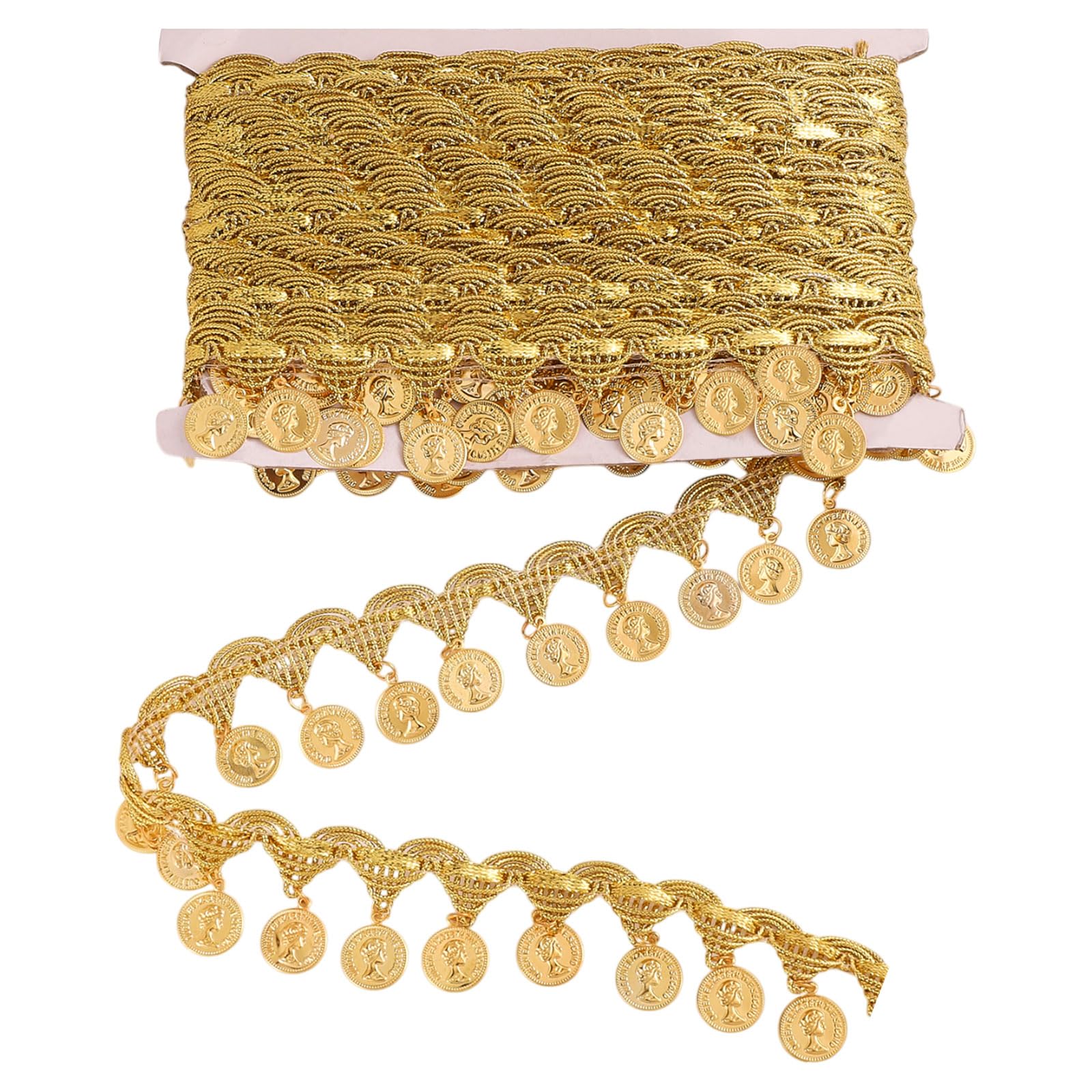 Ruban de dentelle à paillettes dorées de 10 yards pour couture