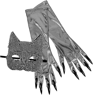 Amosfun Máscara Facial 1 Conjunto De Luvas Halloween Cosplay Máscara Fotografia Prop Acessórios De Festa Máscara De Festa Adereços De Festa Máscara Feminina Máscara De Decoração