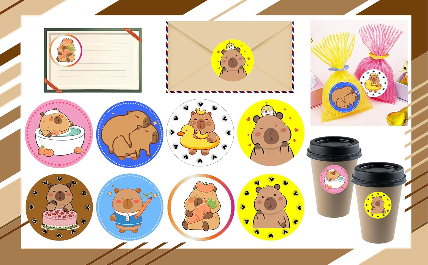 500 Pcs Capybara Stickers Suitable for Animal Themed Birthday Party Supplies Goodie Bag Stuffers Favors Prize Motivational Stickers