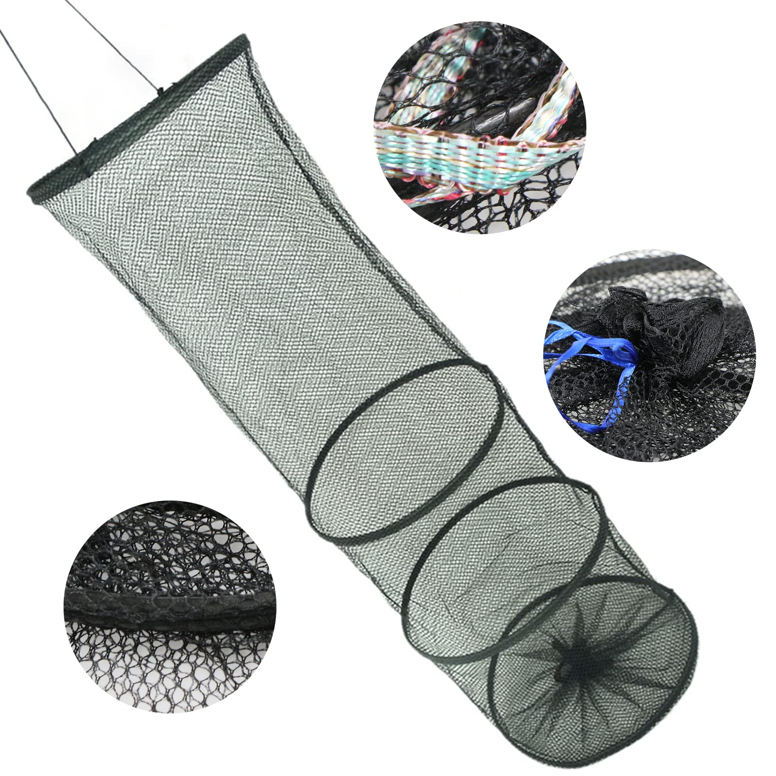 Filet De PêChe Bourriche Cage - Poissons Repliable Panier Epuisette Pliante pour D'AppâT Accessoires Chalut Le en Nylon Simple Convient Placement des Et Crevettes, 1 PièCe