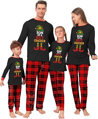 SUNNYBUY Christmas Pajamas Matching Sets, Holiday Family PJS Xmas Jammies for Couples