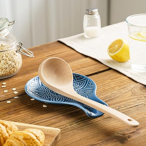 Miniatura 9 de MIKIGEY Soporte de cuchara de cerámica, soporte de cuchara de 7.48 pulgadas para encimera de cocina, accesorios de cocina, apto para lavavajillas,