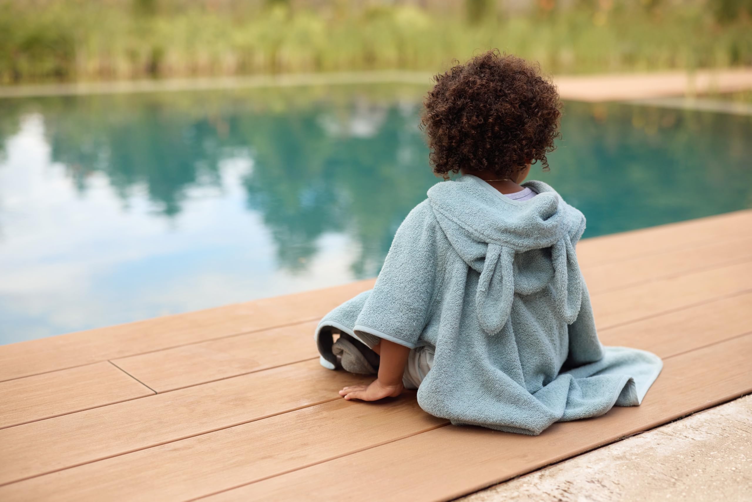 Jollein Poncho de bain pour enfant de 1 à 4 ans - Terry, vert mer - 100% coton - éponge - Certifié Oeko-Tex - Avec capuche et oreilles - Pour fille et garçon