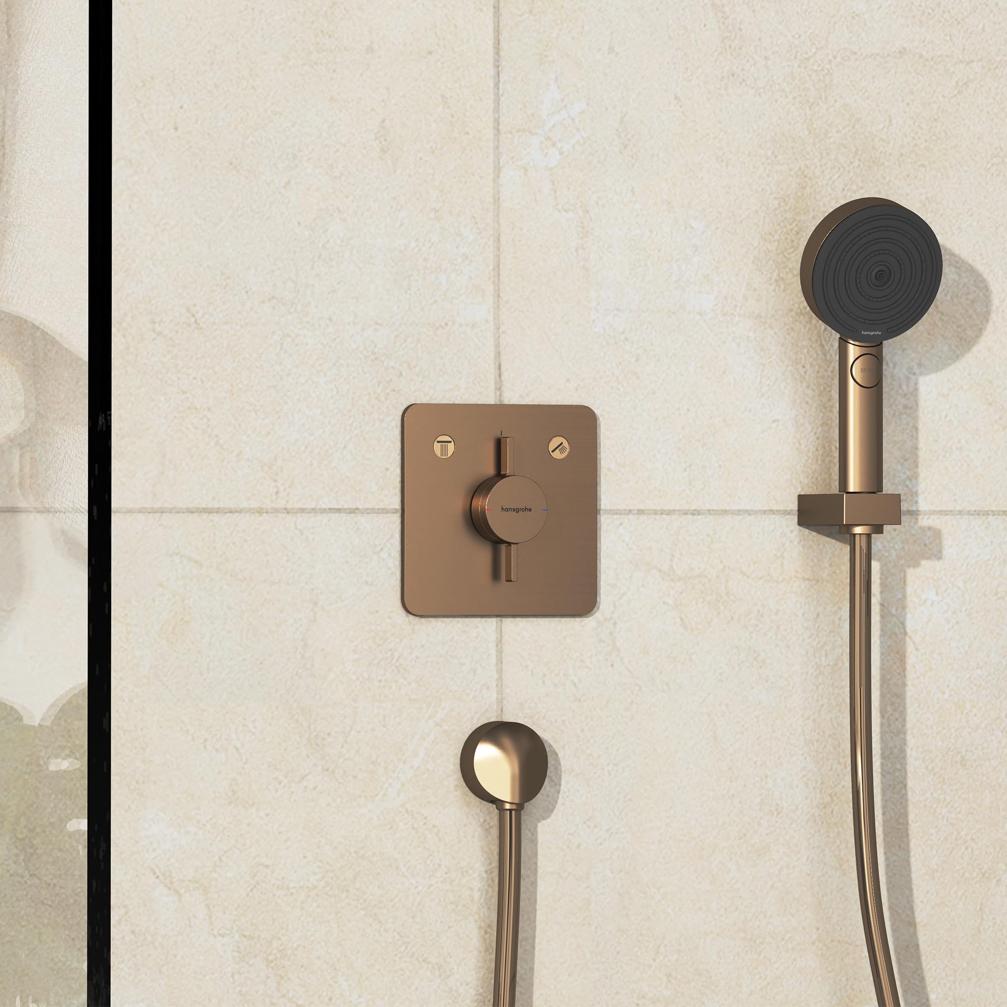 hansgrohe DuoTurn Q - Rubinetto per doccia incasso per 2 utenze, Miscelatore monocomando per iBox universal 2, bronzo spazzolato