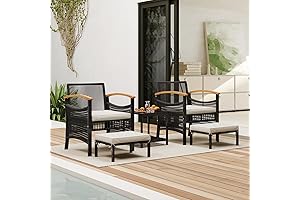 5-Pieces Outdoor Conversation Set with Ottoman