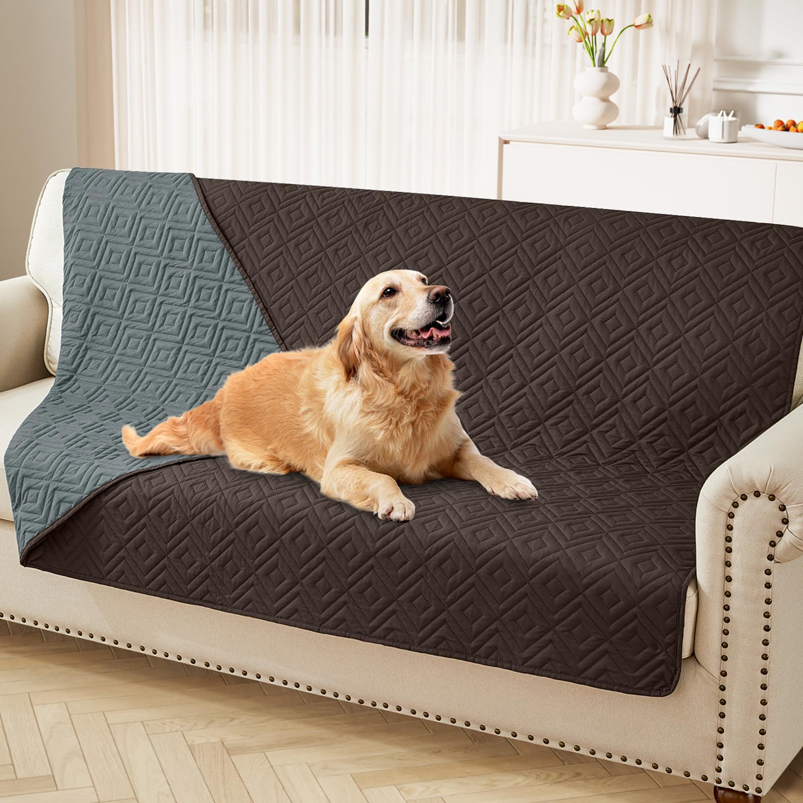 hyha Waterproof Dog Blanket, Soft Pet Bed Blankets, Waterproof Sofa Couch Cover for Dogs Washable, Reversible Pet Couch Covers for Sofa Furniture (